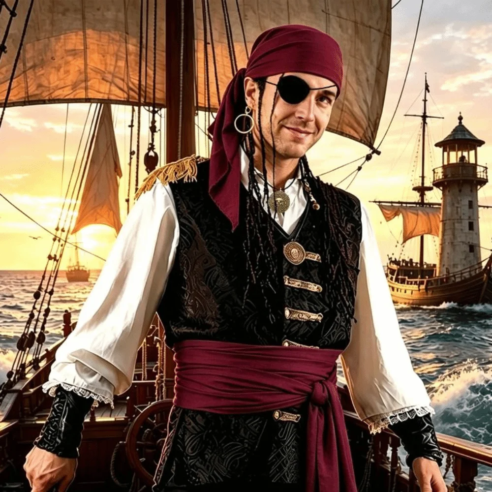 Head Wrap Pirate Costumes Belt Earrings Halloween Ball Pirate Set Role Play Classics Halloween Cosplay Costume Festival Dress-Up
Head Wrap Pirate Costumes Belt Earrings Halloween Ball Pirate Set Role Play Classics Halloween Cosplay Costume Festival Dress-Up