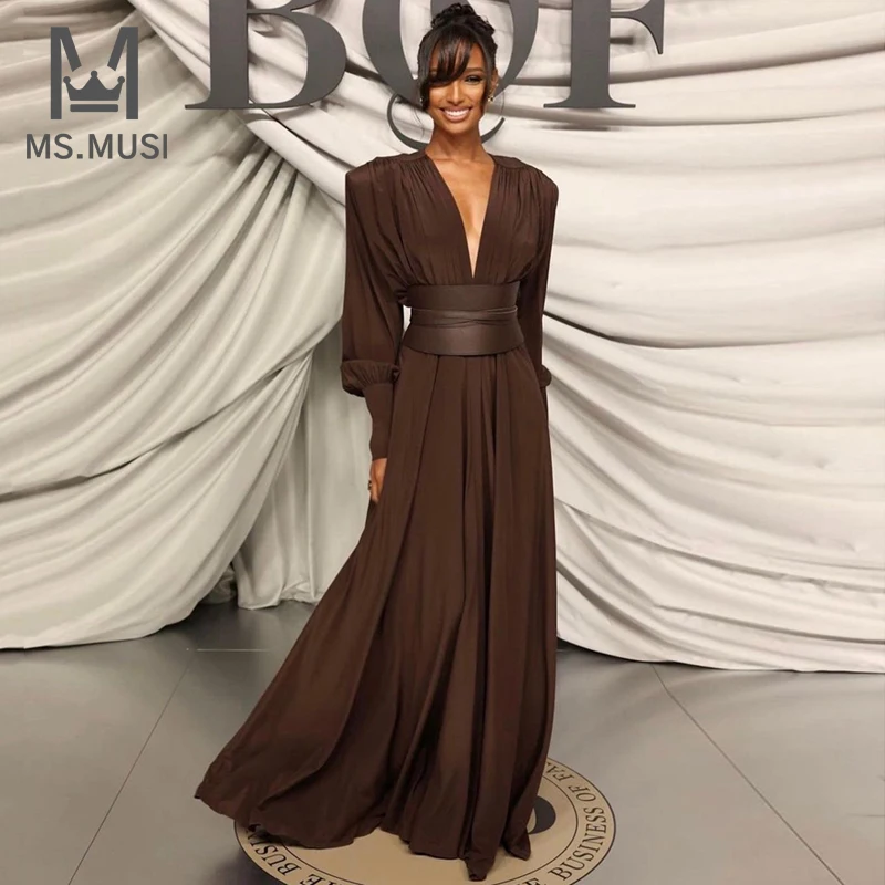 MSMUSI 2024 New Fashion Women Sexy Deep V Draped Fold Long Sleeve Bodycon Party Club Event Maxi Dress With Belt Long Dress Gown
MSMUSI 2024 New Fashion Women Sexy Deep V Draped Fold Long Sleeve Bodycon Party Club Event Maxi Dress With Belt Long Dress Gown