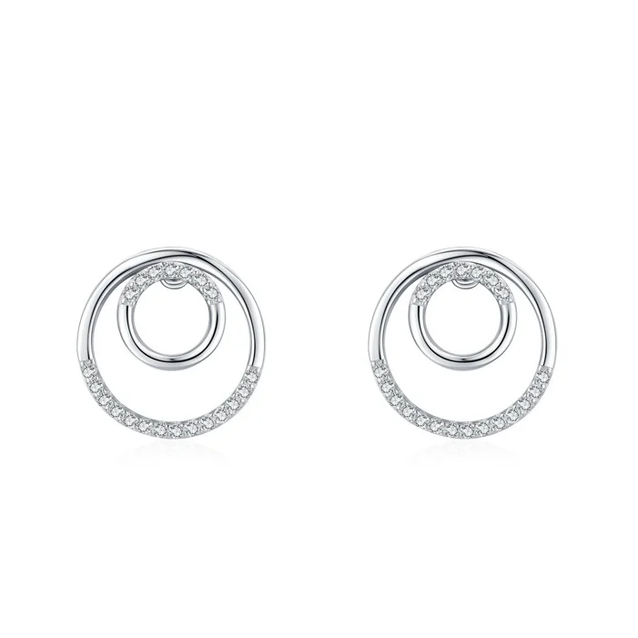 European American Double Circles Niche Design S925 Sterling Silver Diamond Earrings for Women
European American Double Circles Niche Design S925 Sterling Silver Diamond Earrings for Women