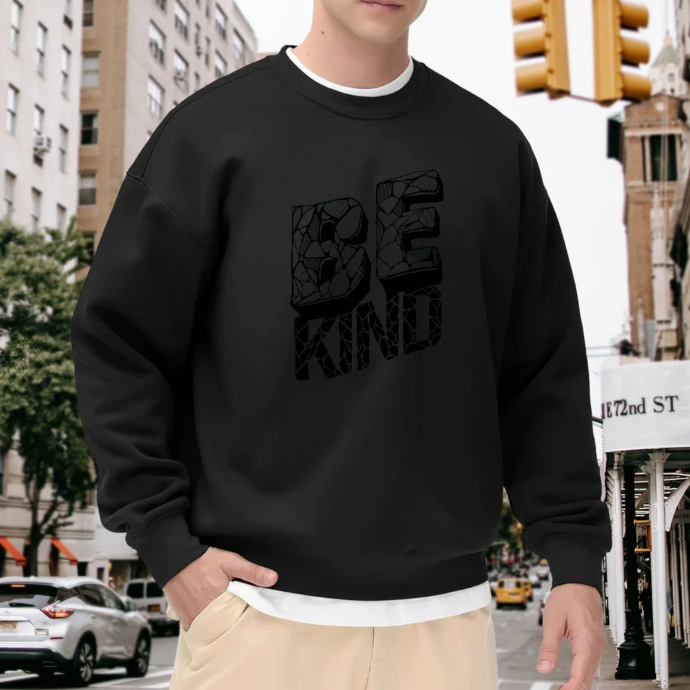 Men's Black Crew Neck Pullover Sweatshirt with Letter Print, Loose Casual Top, Everyday Street Fashion Outfit, Comfortable and Versatile Basic Style
Men's Black Crew Neck Pullover Sweatshirt with Letter Print, Loose Casual Top, Everyday Street Fashion Outfit, Comfortable and Versatile Basic Style
