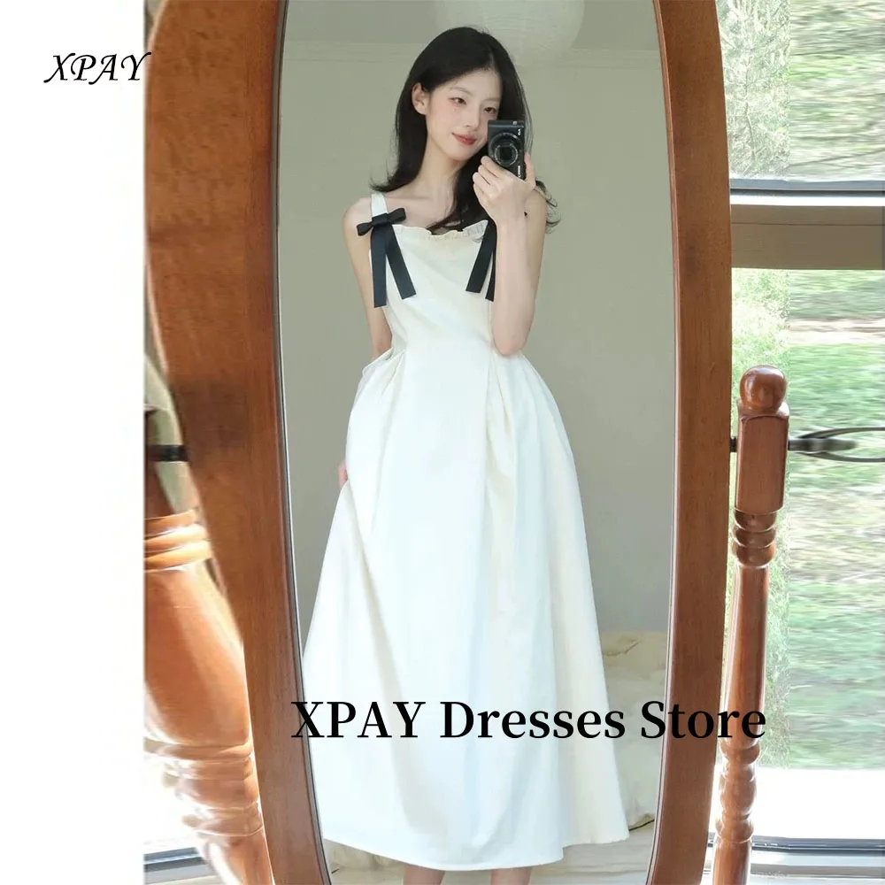 XPAY Simple A Line Evening Party Dresses Ankle Length Straps Black Ribbons Matte Satin Birthday Formal Dress Customized
XPAY Simple A Line Evening Party Dresses Ankle Length Straps Black Ribbons Matte Satin Birthday Formal Dress Customized