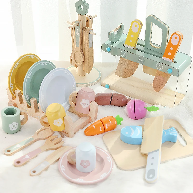 Children's simulated home cooking utensils, bowls, chopsticks, knives, forks, wooden simulation boys and girls' toy plates
Children's simulated home cooking utensils, bowls, chopsticks, knives, forks, wooden simulation boys and girls' toy plates