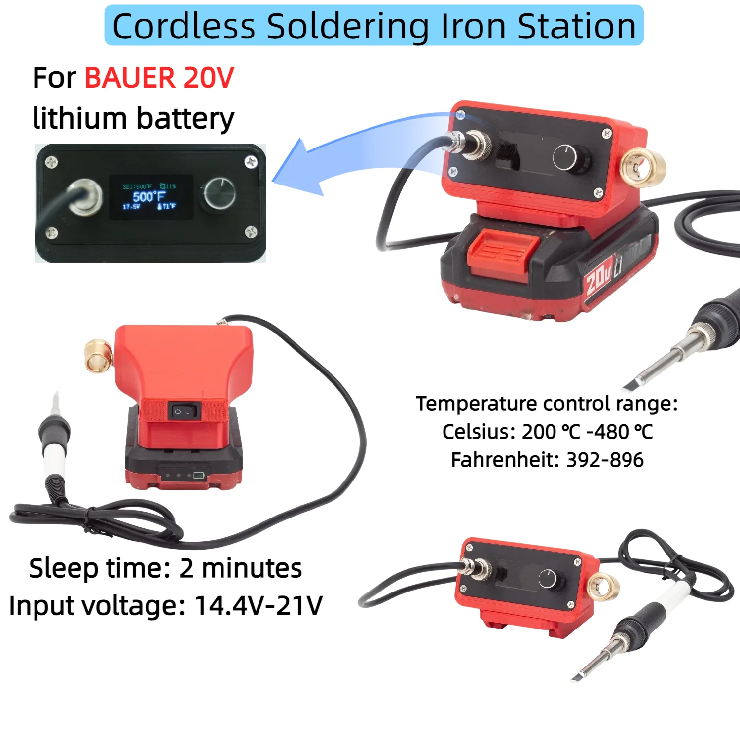 Cordless Soldering Iron Station for BAUER 20V Battery T12 Digital Display Soldering Iron Electronic Repair Welding Tool
Cordless Soldering Iron Station for BAUER 20V Battery T12 Digital Display Soldering Iron Electronic Repair Welding Tool