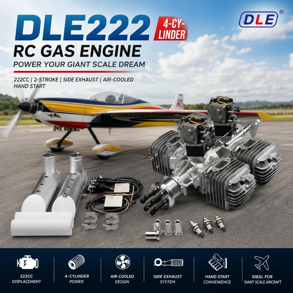 DLE222 4-Cylinder RC Gas Engine 222cc 2-Stroke Side Exhaust Air-Cooled Hand Start Giant Scale Model Aircraft Power
DLE222 4-Cylinder RC Gas Engine 222cc 2-Stroke Side Exhaust Air-Cooled Hand Start Giant Scale Model Aircraft Power