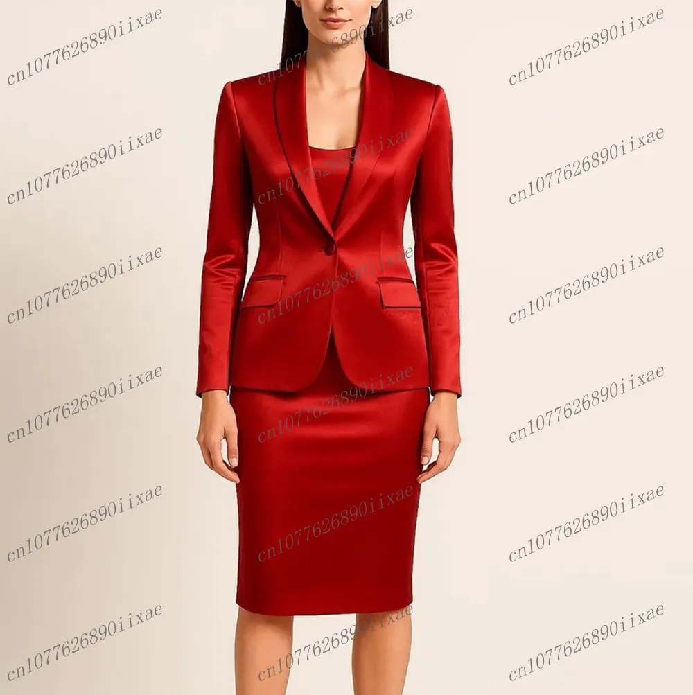 Acetate Satin Red Blazer Skirt Women Suits Lady Formal Business Tuxedos Mother Wedding Party Ladies 2 Piece Jacket Skirt
Acetate Satin Red Blazer Skirt Women Suits Lady Formal Business Tuxedos Mother Wedding Party Ladies 2 Piece Jacket Skirt