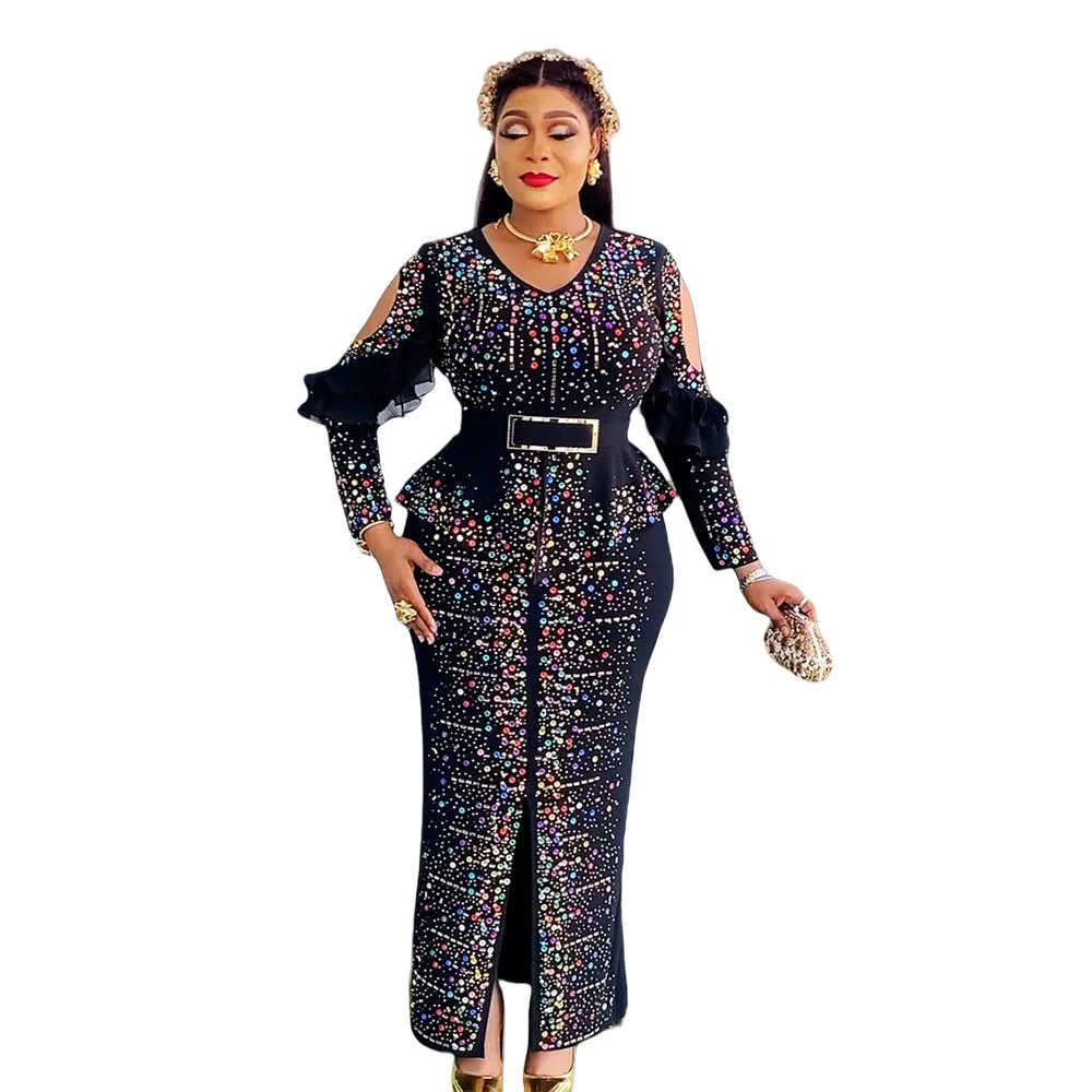 African Party Evening Dresses for Women Autumn Africa Elegant Long Sleeve V-neck Diamond Wedding Maxi Dress Gowns Outfits
African Party Evening Dresses for Women Autumn Africa Elegant Long Sleeve V-neck Diamond Wedding Maxi Dress Gowns Outfits