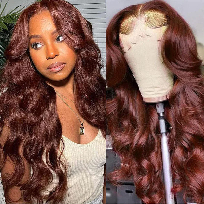 Colored Reddish Brown Lace Front Wig Brunette Auburn Copper Body Wave Synthetic Lace Wigs For Women Pre Plucked with Baby Hair
Colored Reddish Brown Lace Front Wig Brunette Auburn Copper Body Wave Synthetic Lace Wigs For Women Pre Plucked with Baby Hair