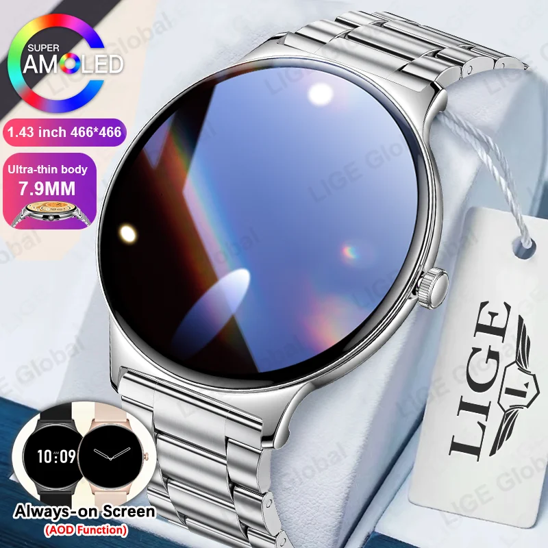 LIGE Ultra Thin Fashion Smart Watch AOD Always Display Time 1.43" AMOLED Bluetooth Call Smartwatch Blood Oxygen Sports Bracelet
LIGE Ultra Thin Fashion Smart Watch AOD Always Display Time 1.43" AMOLED Bluetooth Call Smartwatch Blood Oxygen Sports Bracelet