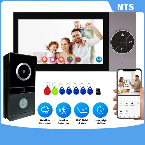 Tuya Smart 7 Inch HD Video Intercom System with 1080p Night Vision, Door Bell Camera with Move Detection & Remote Access