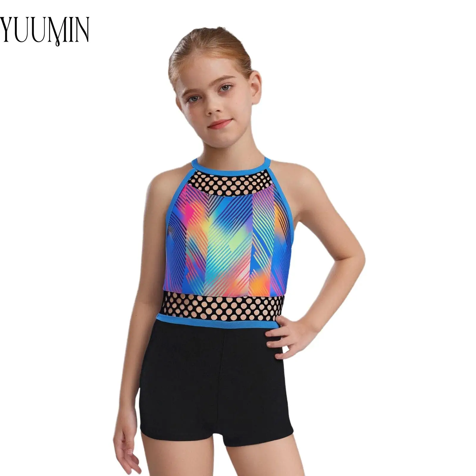 Kid Girl Gymnastics Dance Sports Outfit Sleeveless Hollow Out Mesh Color Block Stylish Printed Jumpsuit for Yoga Cycling Workout
Kid Girl Gymnastics Dance Sports Outfit Sleeveless Hollow Out Mesh Color Block Stylish Printed Jumpsuit for Yoga Cycling Workout