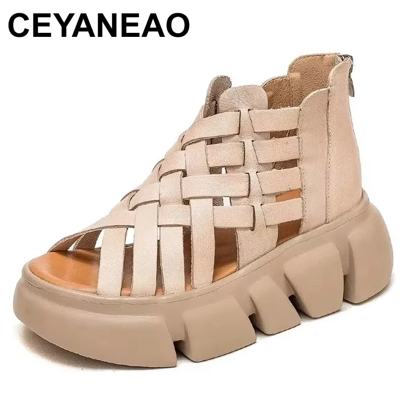 2025 Women Gladiator Sandals Summer Cool Boots Luxury Gesign Genuine Leather Woven Wedges Platform Casual Roman Sandals
2025 Women Gladiator Sandals Summer Cool Boots Luxury Gesign Genuine Leather Woven Wedges Platform Casual Roman Sandals