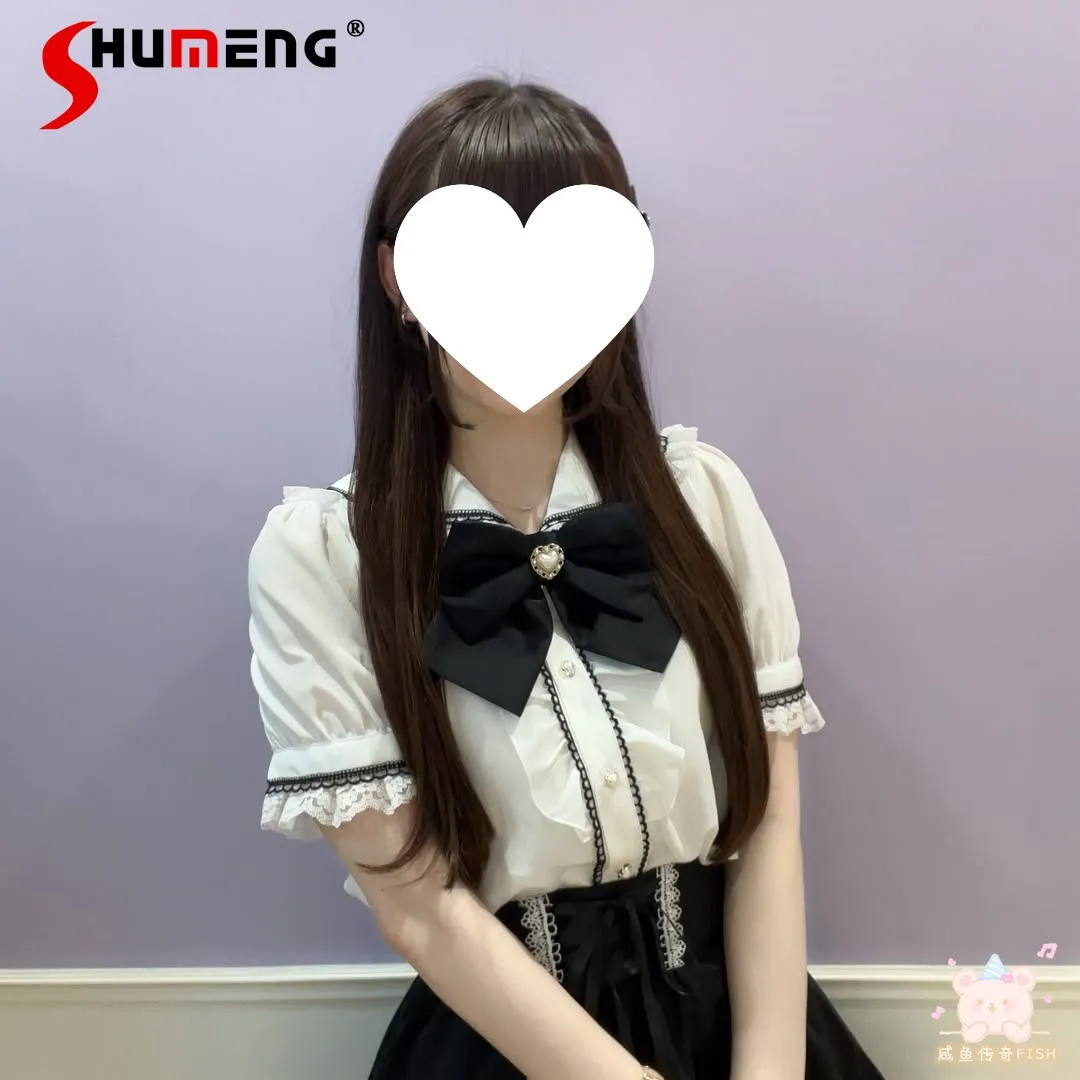 Japanese Mine Style Mass-produced Sweet Versatile Lolita Blouse Cute Rabbit Ear Navy Collar Bow Short-sleeved Tops Women Shirts
Japanese Mine Style Mass-produced Sweet Versatile Lolita Blouse Cute Rabbit Ear Navy Collar Bow Short-sleeved Tops Women Shirts