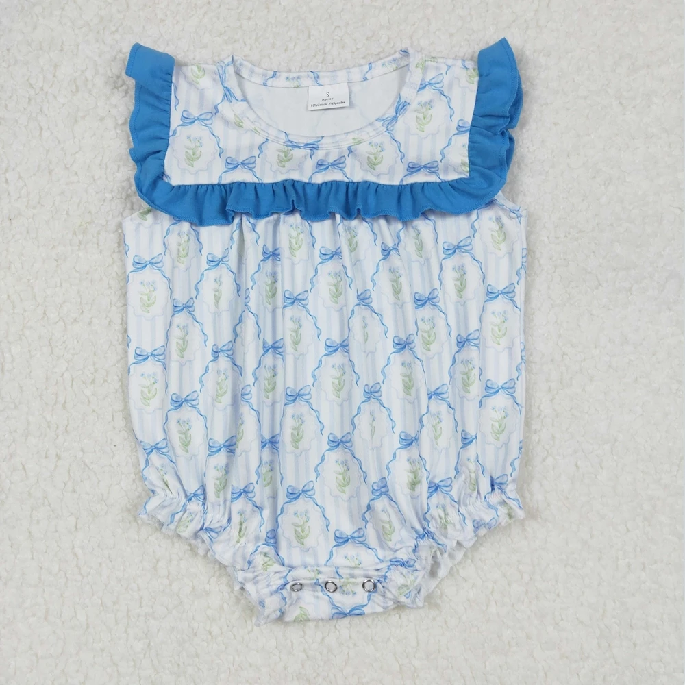 New Short sleeve girls blue Floral Bow boutique clothing set RTS Summer Jumpsuit baby clothes girls Romper set bodysuit hot sale
New Short sleeve girls blue Floral Bow boutique clothing set RTS Summer Jumpsuit baby clothes girls Romper set bodysuit hot sale