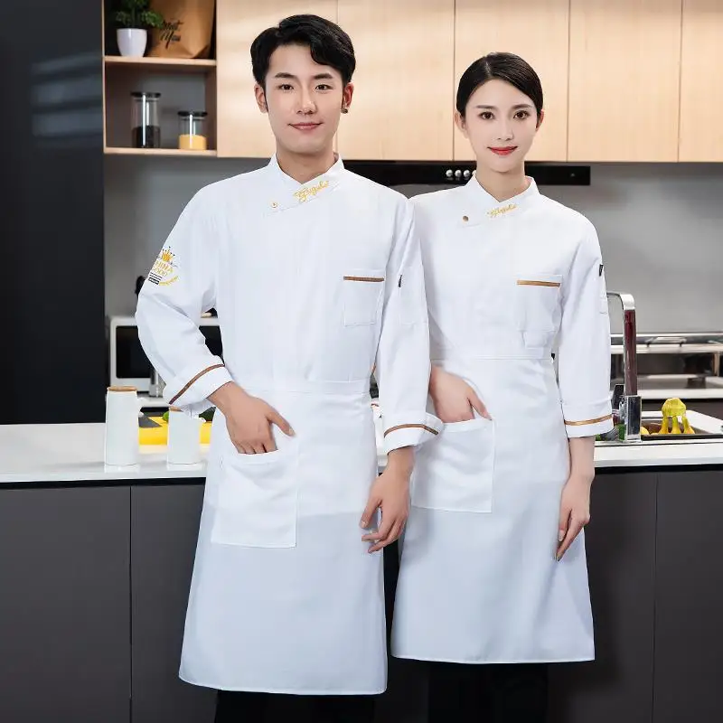 Overalls Men's Long- Embroidered Short-Sleeved Dining Hotel Rear Kitchen Clothes Waiter Chef Uniform Female
Overalls Men's Long- Embroidered Short-Sleeved Dining Hotel Rear Kitchen Clothes Waiter Chef Uniform Female