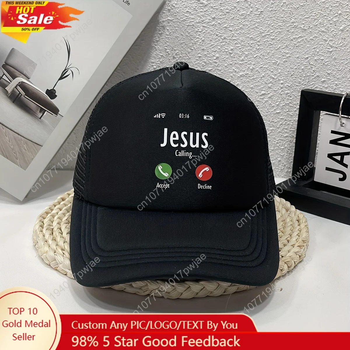 Jesus is calling. Baseball cap with Christian truck driver dad print. Unisex adjustable sun cap.
Jesus is calling. Baseball cap with Christian truck driver dad print. Unisex adjustable sun cap.
