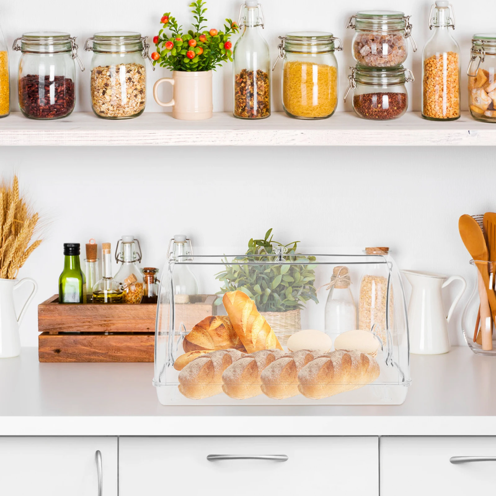 Airtight Countertop Bread Box Container Homemade Bread Storage Loaf Keeper Saver Grain Storage Bin Cake Box
Airtight Countertop Bread Box Container Homemade Bread Storage Loaf Keeper Saver Grain Storage Bin Cake Box