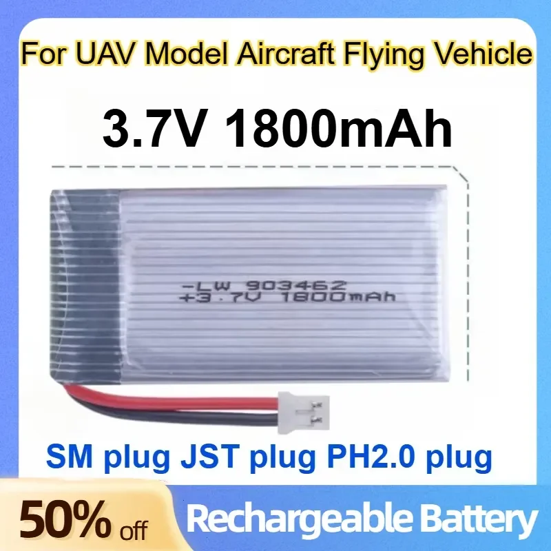 Polymer Lithium Battery 1800mAh 3.7V for UAV Model Aircraft Flying Vehicle Large Capacity Rechargeable Battery
Polymer Lithium Battery 1800mAh 3.7V for UAV Model Aircraft Flying Vehicle Large Capacity Rechargeable Battery