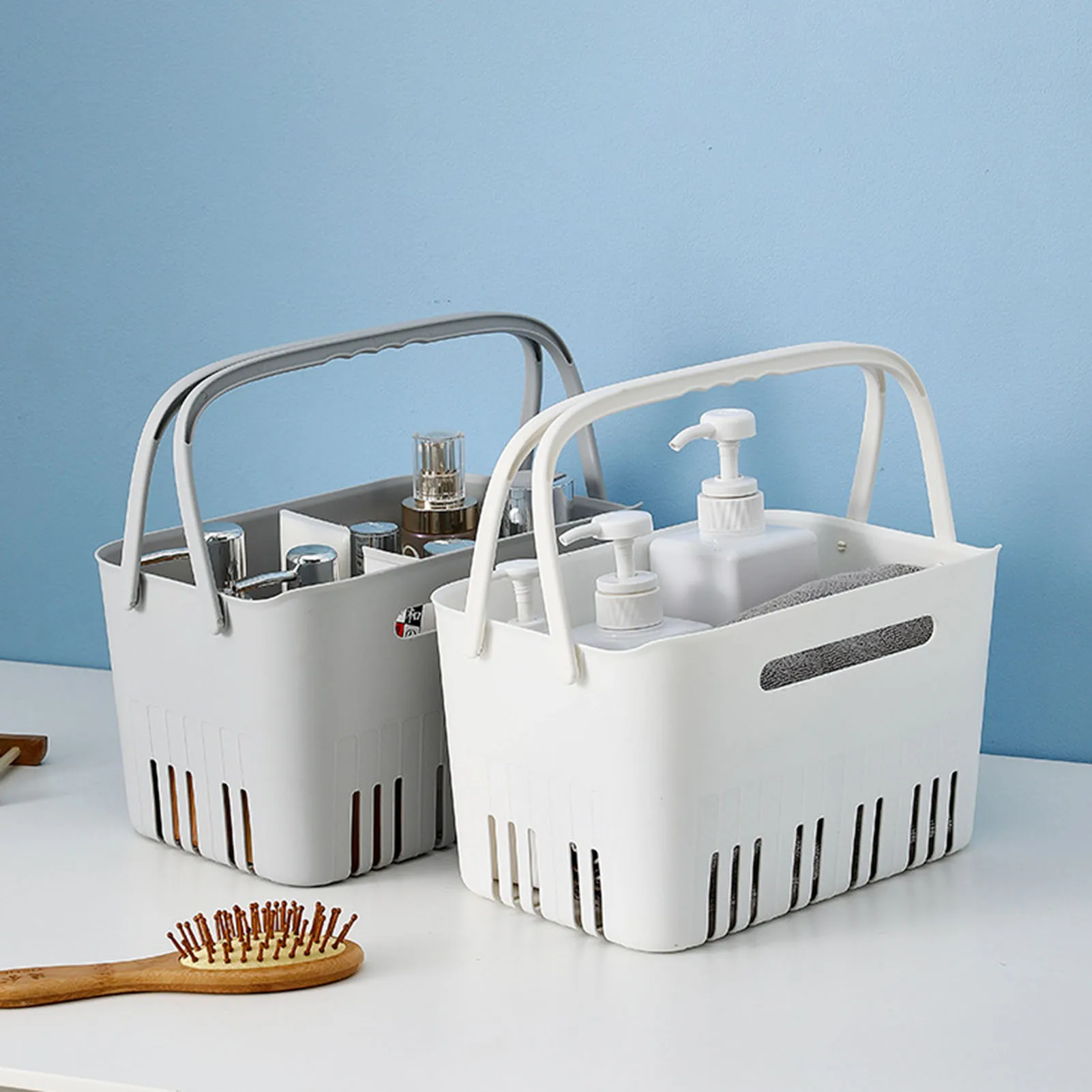 Plastic Organizer Basket with Handles Drainage Toiletry Bin Storage Basket for Storing Bathroom Body Wash Shower Baskets
Plastic Organizer Basket with Handles Drainage Toiletry Bin Storage Basket for Storing Bathroom Body Wash Shower Baskets