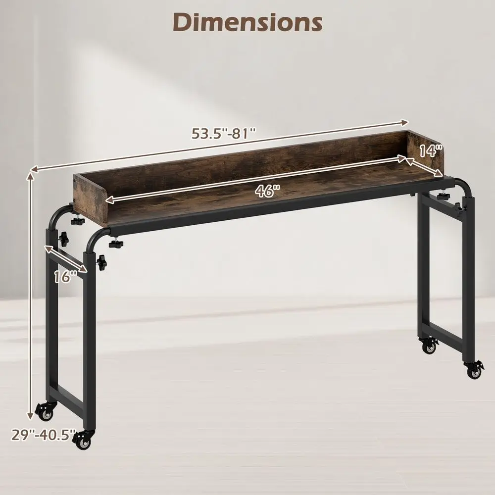 Overbed Table with Wheels, Queen Size Mobile Bed Desk with Adjustable Height amp Length, Rolling Computer Desk with Metal Frame
Overbed Table with Wheels, Queen Size Mobile Bed Desk with Adjustable Height amp Length, Rolling Computer Desk with Metal Frame
