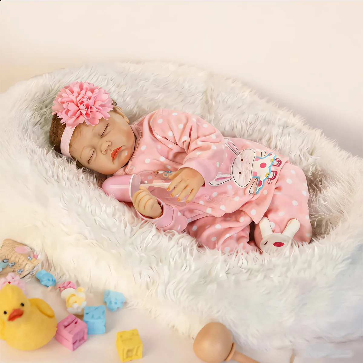 20 Inch Realistic Reborn Baby Doll - Soft Safe Skin Sleeping Newborn Doll with Rooted Hair & Pink Flower Headband, Weighted Reborn Doll for Role Play & Comfort
20 Inch Realistic Reborn Baby Doll - Soft Safe Skin Sleeping Newborn Doll with Rooted Hair & Pink Flower Headband, Weighted Reborn Doll for Role Play & Comfort