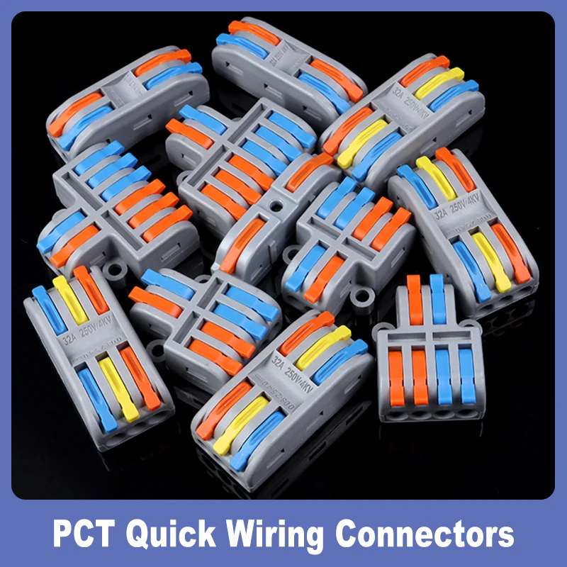PCT Mini Fast Wiring Connectors Universal Compact Splitter Electrical Cable Push-in Conductors Terminal Block For 0.08 - 4.0mm²
PCT Mini Fast Wiring Connectors Universal Compact Splitter Electrical Cable Push-in Conductors Terminal Block For 0.08 - 4.0mm²