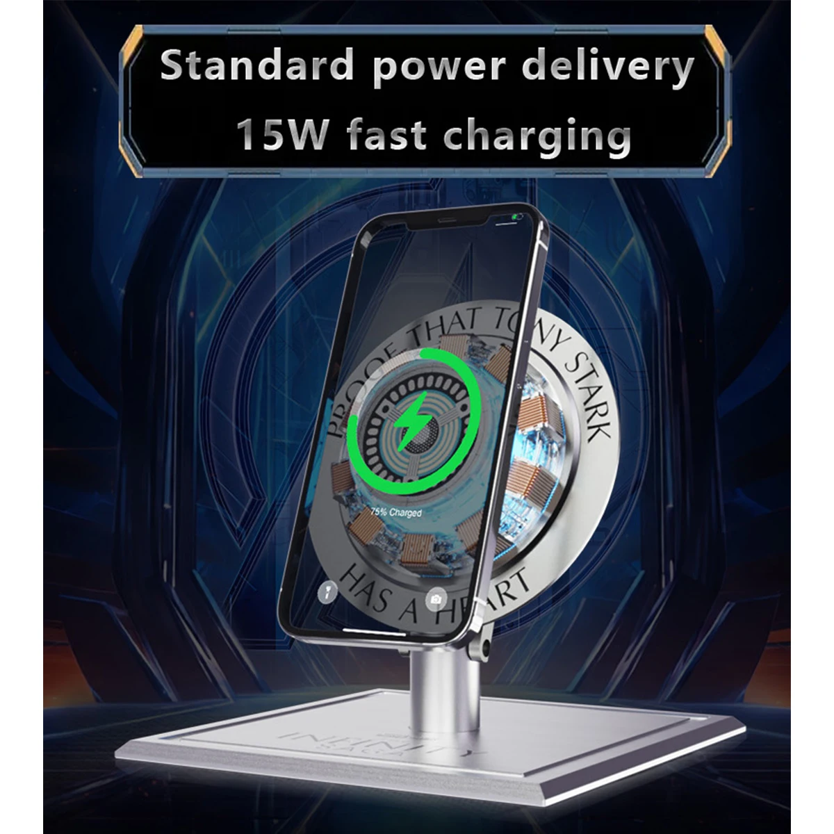 HIPLAY Killerbody Marvel Iron Man Arc Reactor 15W Wireless Magnetic Charger Compatible with iPhone Lifting Phone Charger Stand
HIPLAY Killerbody Marvel Iron Man Arc Reactor 15W Wireless Magnetic Charger Compatible with iPhone Lifting Phone Charger Stand