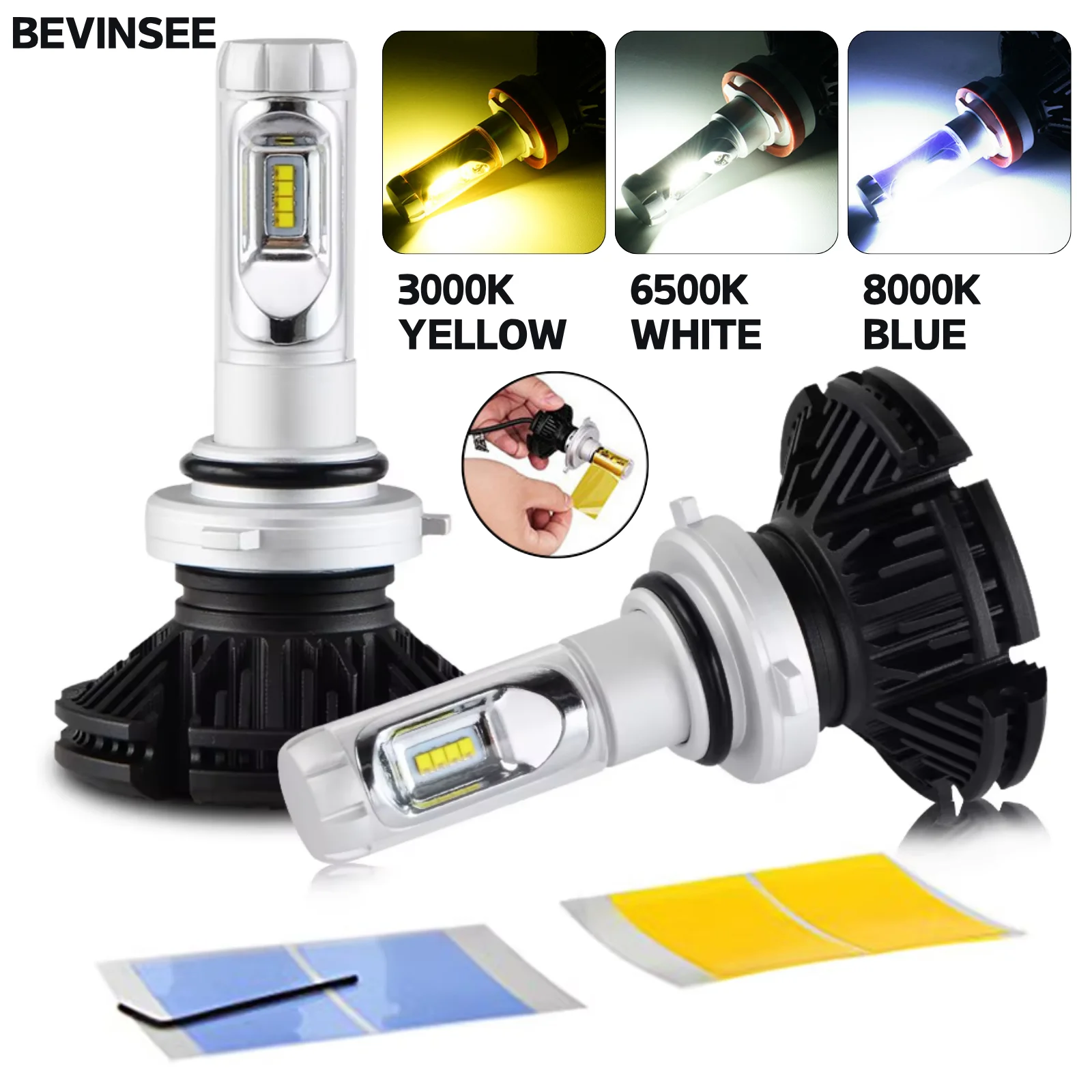 BEVINSEE 9006 LED Headlight Bulb Tricolor Auto Fog Lights 3000K/Yellow 6500K/White 8000K/Blue HB4 LED Ultra Puissant 12V 50W
BEVINSEE 9006 LED Headlight Bulb Tricolor Auto Fog Lights 3000K/Yellow 6500K/White 8000K/Blue HB4 LED Ultra Puissant 12V 50W