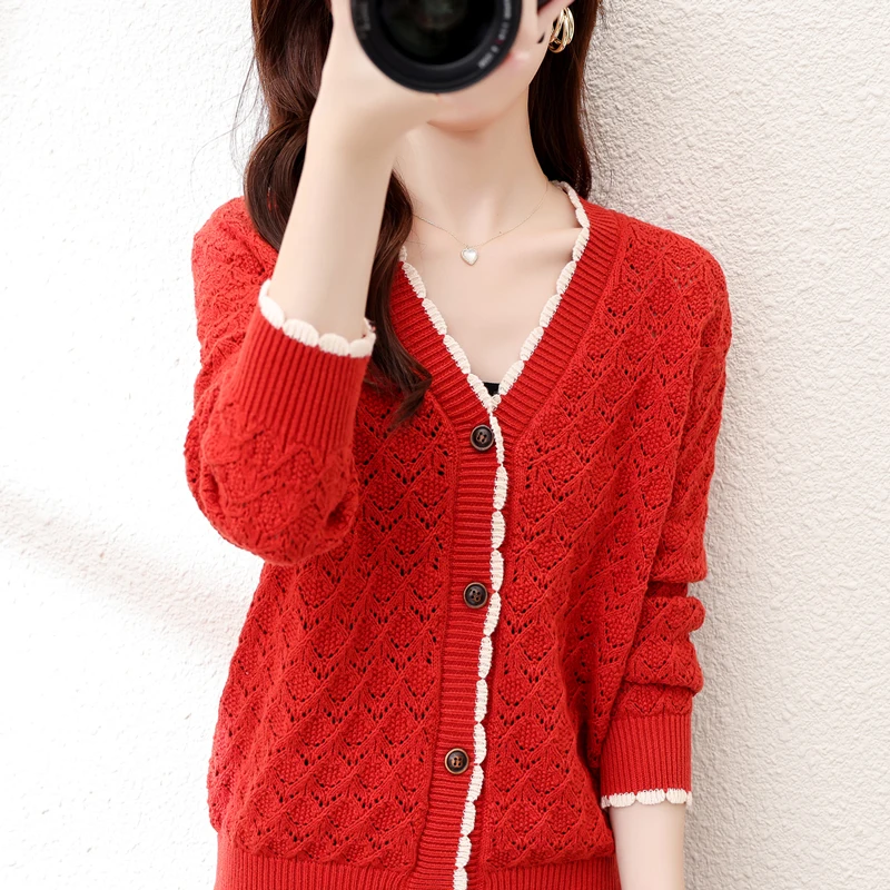 00% Pure Cotton Knitted Long Sve V-Ne Open Cardigan Women's Loose Casual Sle Korean Version Slimming Outerwear
00% Pure Cotton Knitted Long Sve V-Ne Open Cardigan Women's Loose Casual Sle Korean Version Slimming Outerwear