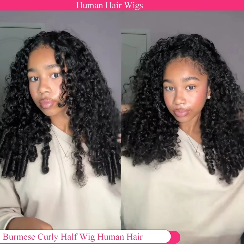 Burmese Curly Hair Half Wig Deep Wave 3 IN 1 Half Wigs Human Hair Glueless Wig Human Hair Ready to Wear Half Wig Drawstring
Burmese Curly Hair Half Wig Deep Wave 3 IN 1 Half Wigs Human Hair Glueless Wig Human Hair Ready to Wear Half Wig Drawstring
