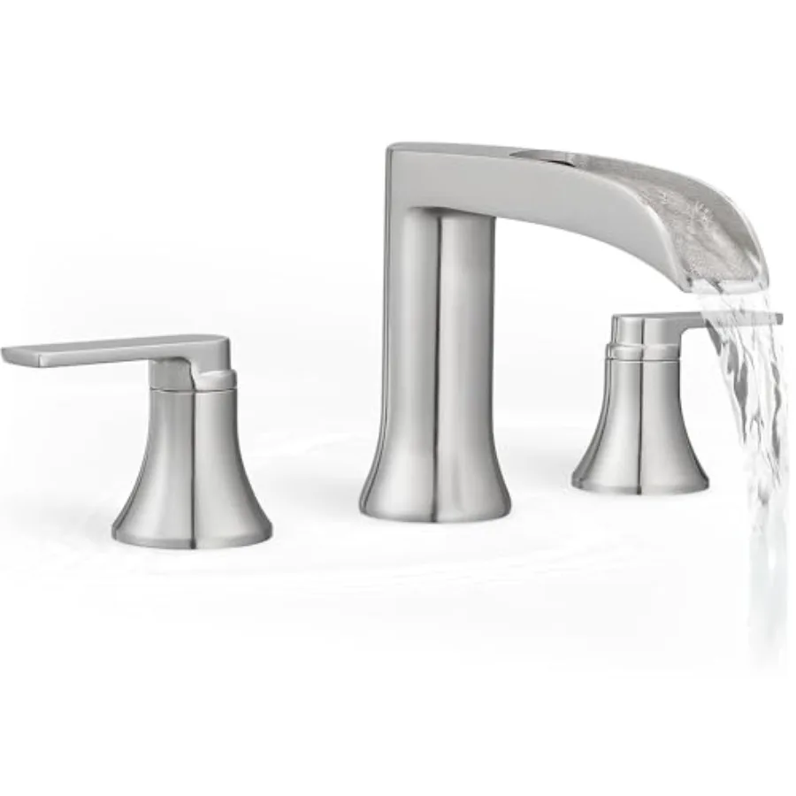 Brushed Nickel Tub Faucet Set 3 Hole, Brass Deck Mount Waterfall Bathtub Faucet Set, High Flow Widespread 6-16 Inch Roman Tub F
Brushed Nickel Tub Faucet Set 3 Hole, Brass Deck Mount Waterfall Bathtub Faucet Set, High Flow Widespread 6-16 Inch Roman Tub F