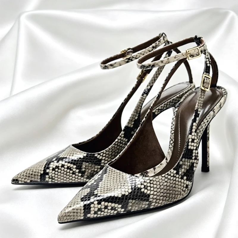 Luxury Designer Snake Print High Heels Women Elegant Ankle Strap Backless Sandals Sexy Pointed Toe Thin Heel Pumps Dress Shoes
Luxury Designer Snake Print High Heels Women Elegant Ankle Strap Backless Sandals Sexy Pointed Toe Thin Heel Pumps Dress Shoes