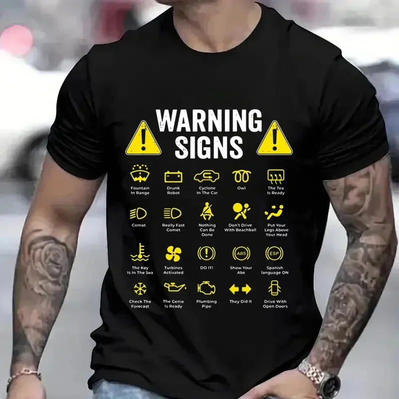 Summer 100% pure cotton printed T-shirt with interesting driving warning signs, comfortable, breathable and loose top
Summer 100% pure cotton printed T-shirt with interesting driving warning signs, comfortable, breathable and loose top