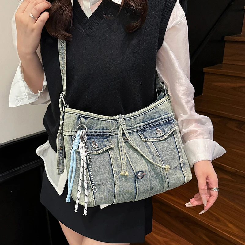 Women Casual Satchel Bag Multifunction Large Capacity Vintage Denim Messenger Bag Adjustable Strap Shoulder Tote Bag
Women Casual Satchel Bag Multifunction Large Capacity Vintage Denim Messenger Bag Adjustable Strap Shoulder Tote Bag