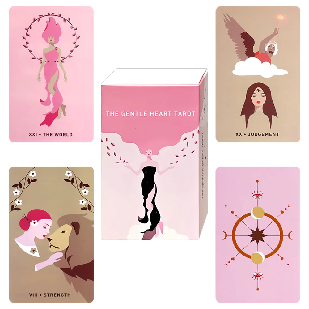 78 Cards - Gentle Heart Tarot (10.3x6cm), Pink Minimalist Aesthetic, Mystical Divination Oracle Cards, Family Party Board Game
78 Cards - Gentle Heart Tarot (10.3x6cm), Pink Minimalist Aesthetic, Mystical Divination Oracle Cards, Family Party Board Game