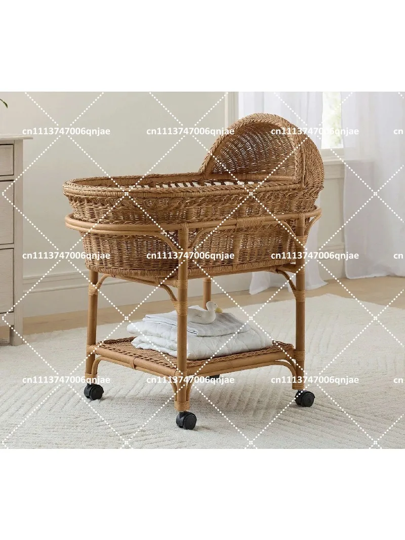 Handmade Rattan Baby Cradle with Wheels & Shelves, Sustainable Wicker Cradle, Modern Baby Furniture
Handmade Rattan Baby Cradle with Wheels & Shelves, Sustainable Wicker Cradle, Modern Baby Furniture