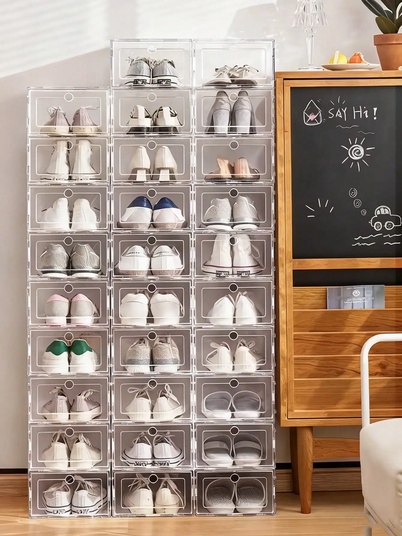 6/12pcs Waterproof Transparent Plastic Shoe Boxes - Multifunctional Stackable Rectangular Sports Shoes Storage Display Boxes, Suitable For Wardrobe, With Magnetic Transparent Foldable Shoe Boxes, Dustproof Shoe Boxes, Unisex
6/12pcs Waterproof Transparent Plastic Shoe Boxes - Multifunctional Stackable Rectangular Sports Shoes Storage Display Boxes, Suitable For Wardrobe, With Magnetic Transparent Foldable Shoe Boxes, Dustproof Shoe Boxes, Unisex