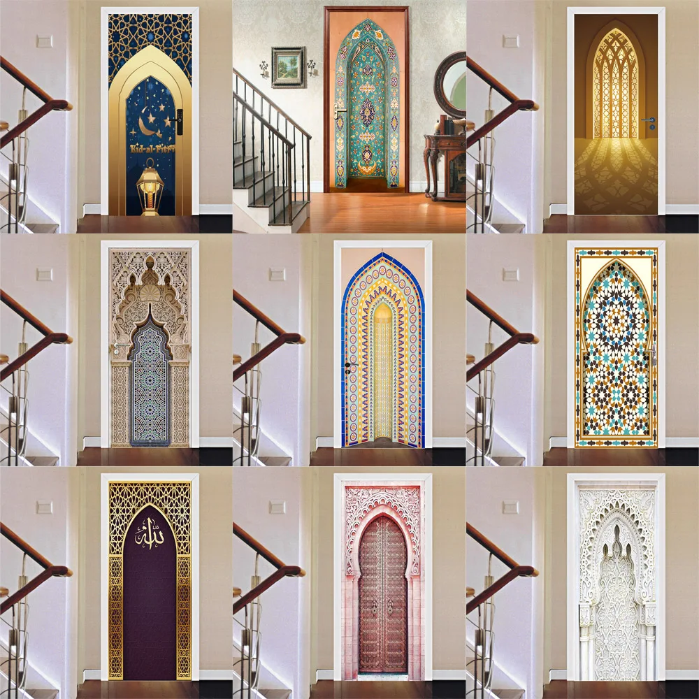 PVC Self-adhesive Removable Muslim Arabic Door Sticker Wallpaper Living Room Door Decor 3D Decal Wall Stickers Door Wallpaper
PVC Self-adhesive Removable Muslim Arabic Door Sticker Wallpaper Living Room Door Decor 3D Decal Wall Stickers Door Wallpaper