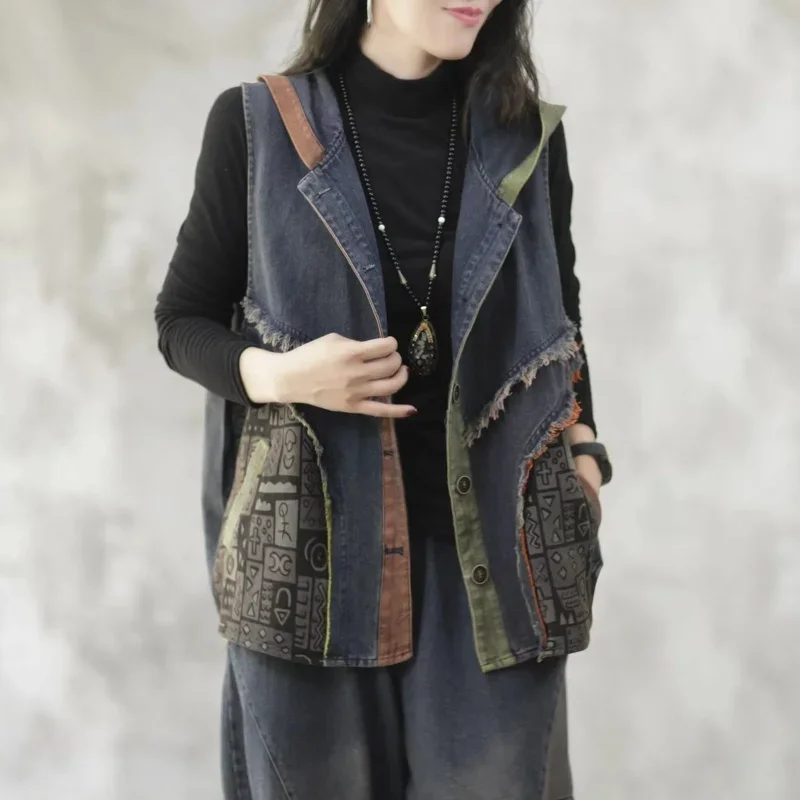 Ladies Denim Vest Coat 2025 Spring Summer Appear Thin Retro Women's Cowboy Vest Contrasting Colors Burr Edge Lady Horse clip
Ladies Denim Vest Coat 2025 Spring Summer Appear Thin Retro Women's Cowboy Vest Contrasting Colors Burr Edge Lady Horse clip
