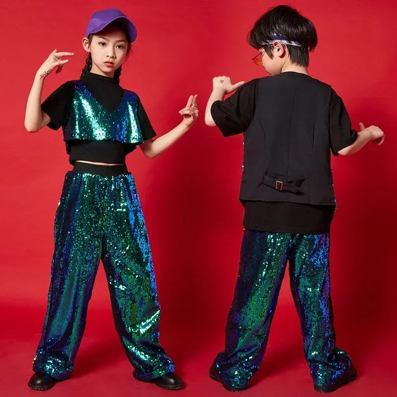Children Sequined Jazz Dance Costumes Kids Hip Hop Clothing Fashion Girls Boys Jazz Dance Costumes Ballroom Dancing Clothes Wear
Children Sequined Jazz Dance Costumes Kids Hip Hop Clothing Fashion Girls Boys Jazz Dance Costumes Ballroom Dancing Clothes Wear