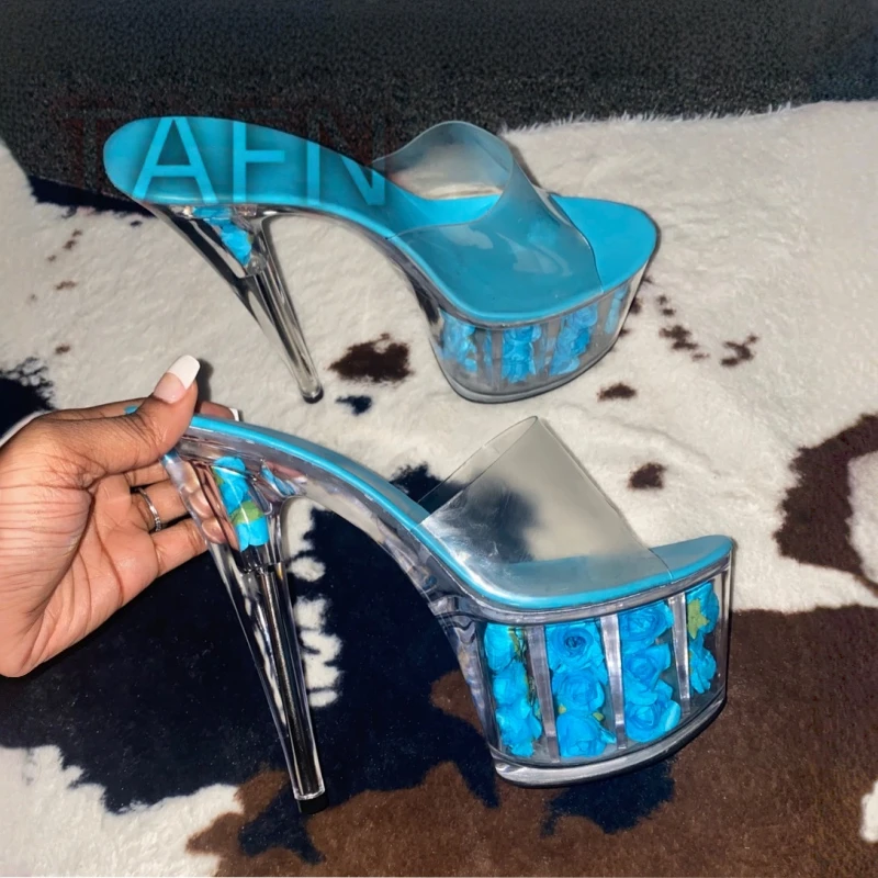 Women's Super High Heel Stiletto Pumps, Fashion Rose Platform High Heels,Open Toe PVC Slides for Pole Dancing,Nightclub Footwear
Women's Super High Heel Stiletto Pumps, Fashion Rose Platform High Heels,Open Toe PVC Slides for Pole Dancing,Nightclub Footwear