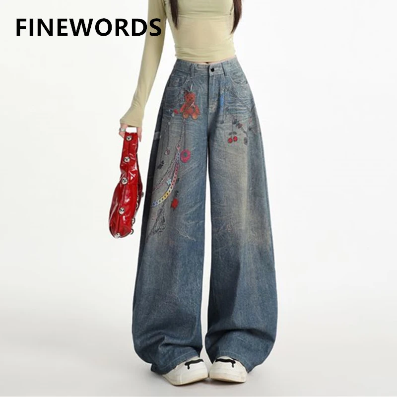 FINEWORDS Retro High Waist Washed Printed Jeans Women Wide Leg Korean Jeans Streetwear Harajuku Easymatch Full Length Baggy Jean
FINEWORDS Retro High Waist Washed Printed Jeans Women Wide Leg Korean Jeans Streetwear Harajuku Easymatch Full Length Baggy Jean