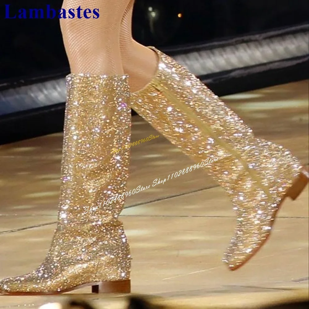 Luxury Gold Glitter Sparkling Boots Knee High Flat With Women Shoes Side Zipper Round Toe 2024 Fashionable Zapatos Para Mujere
Luxury Gold Glitter Sparkling Boots Knee High Flat With Women Shoes Side Zipper Round Toe 2024 Fashionable Zapatos Para Mujere