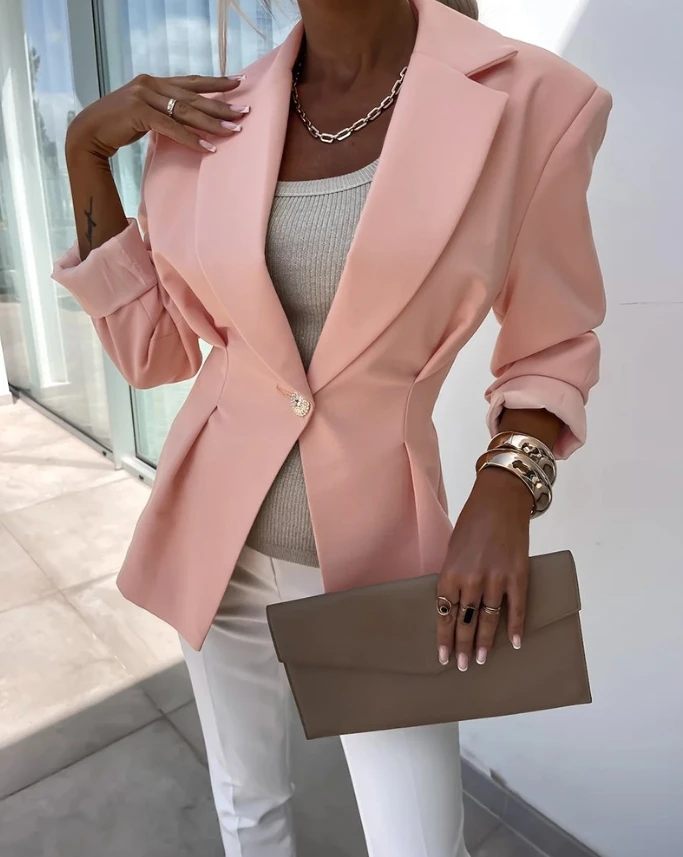 Women's Suit Jacket 2024 Notched Collar Buttoned Cinched Waist Blazer Coat Autumn and Winter Long Sleeved Slim Fit Jacket
Women's Suit Jacket 2024 Notched Collar Buttoned Cinched Waist Blazer Coat Autumn and Winter Long Sleeved Slim Fit Jacket