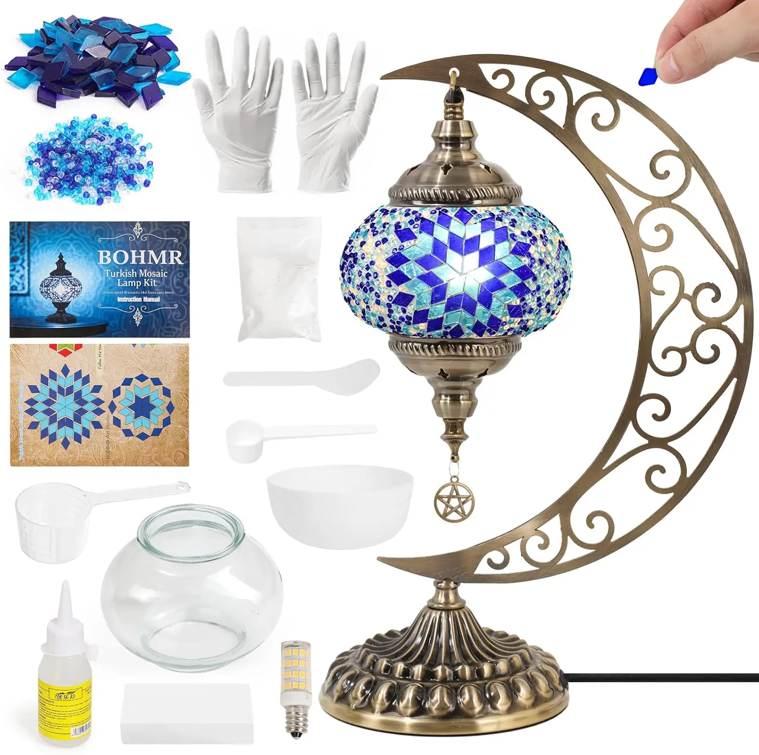 DIY Moon Stained Glass Table Lamp Kit for Adults Teens, Mosaic Art Craft Project
DIY Moon Stained Glass Table Lamp Kit for Adults Teens, Mosaic Art Craft Project