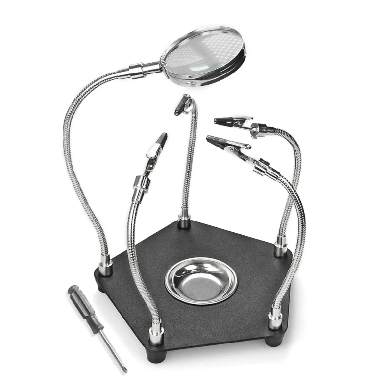 Helping Hands Third Hand Soldering Station for PCB Holder 4 Flexible Magnetic Arms with 3X LED Magnifier Welding Tool
Helping Hands Third Hand Soldering Station for PCB Holder 4 Flexible Magnetic Arms with 3X LED Magnifier Welding Tool