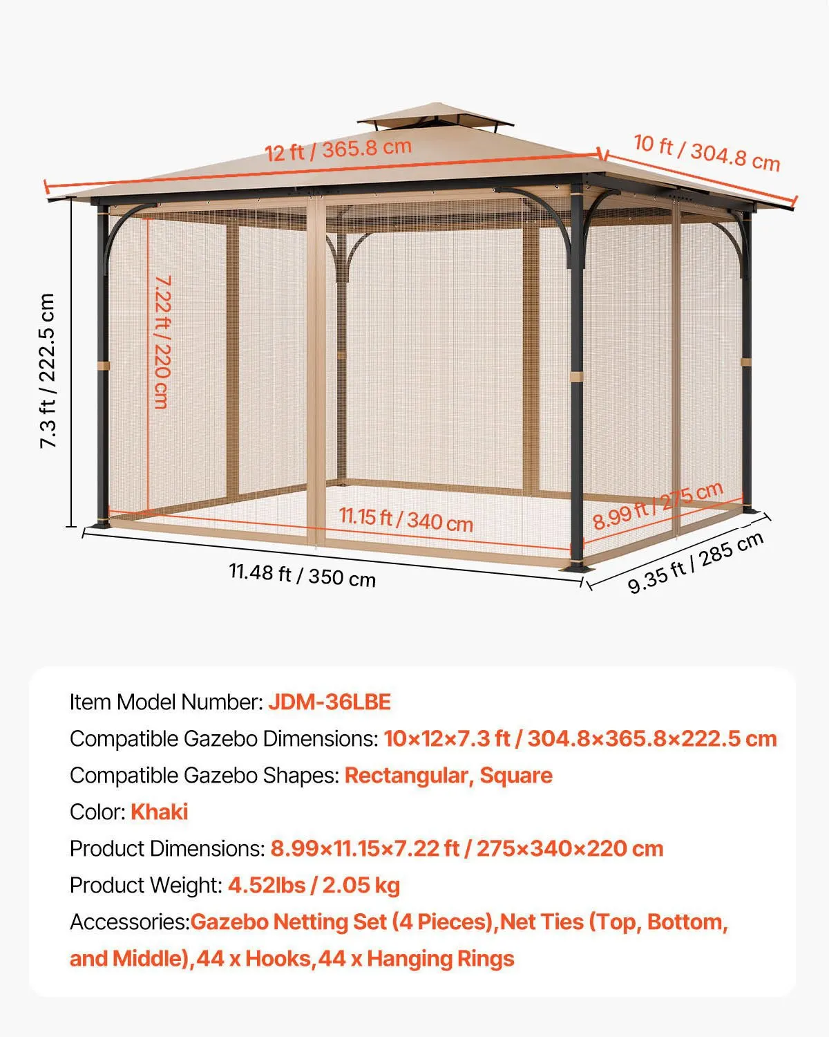 Сетка для беседки, замена для большинства беседок размером 10 x 12 x 7.3 футов, садовая сетка для беседки, 4-панельная сетчатая боковая стенка-штора для беседки
Сетка для беседки, замена для большинства беседок размером 10 x 12 x 7.3 футов, садовая сетка для беседки, 4-панельная сетчатая боковая стенка-штора для беседки