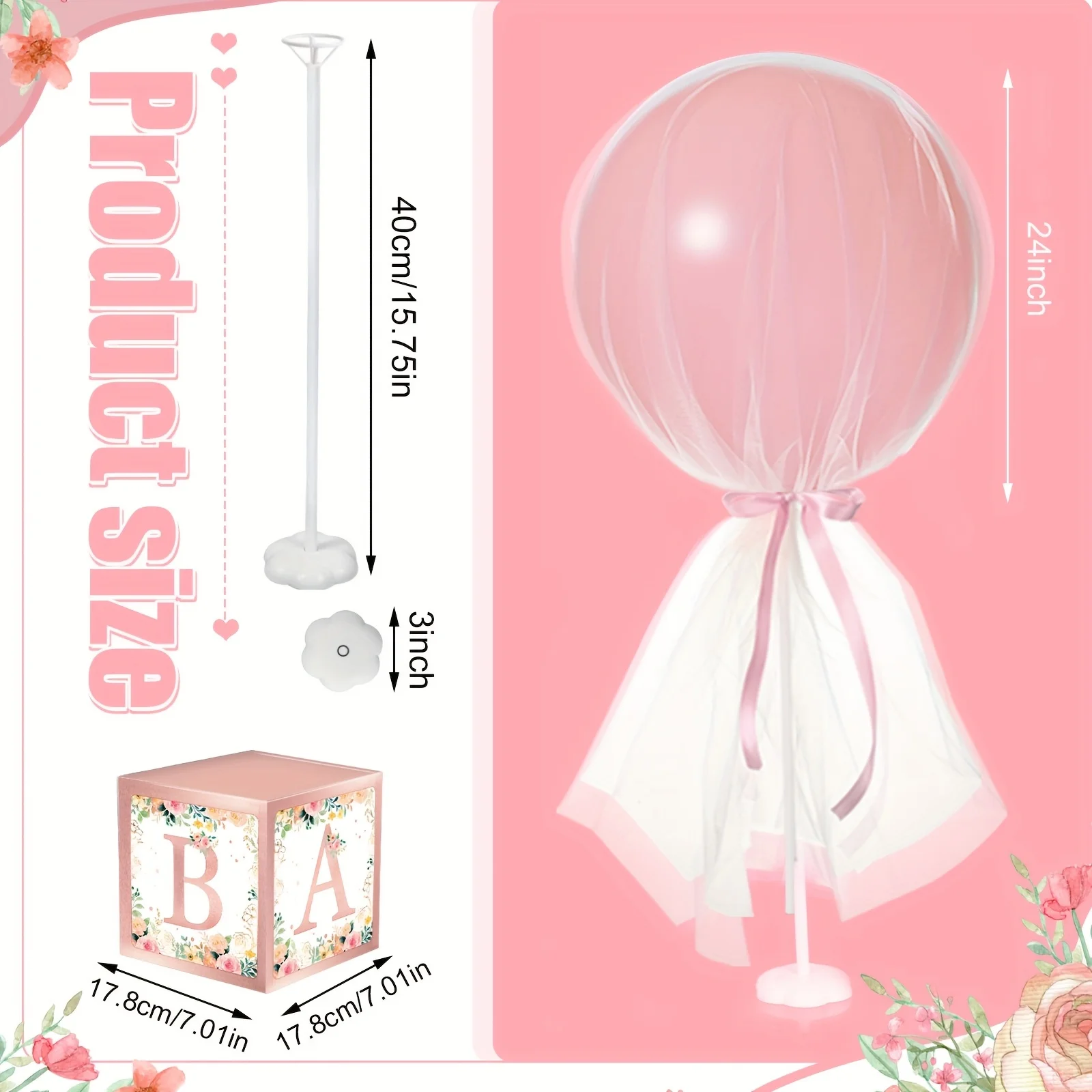 6 Set Pink Girl Tulle Tutu Balloon with Letter Boxes Shower Table Centerpieces Decor for Gender Reveal 24'' Balloons White Tulle Cover with Stand, Boxes for Girl Boy Wedding Birthday Party LuxuryLounge
6 Set Pink Girl Tulle Tutu Balloon with Letter Boxes Shower Table Centerpieces Decor for Gender Reveal 24'' Balloons White Tulle Cover with Stand, Boxes for Girl Boy Wedding Birthday Party LuxuryLounge