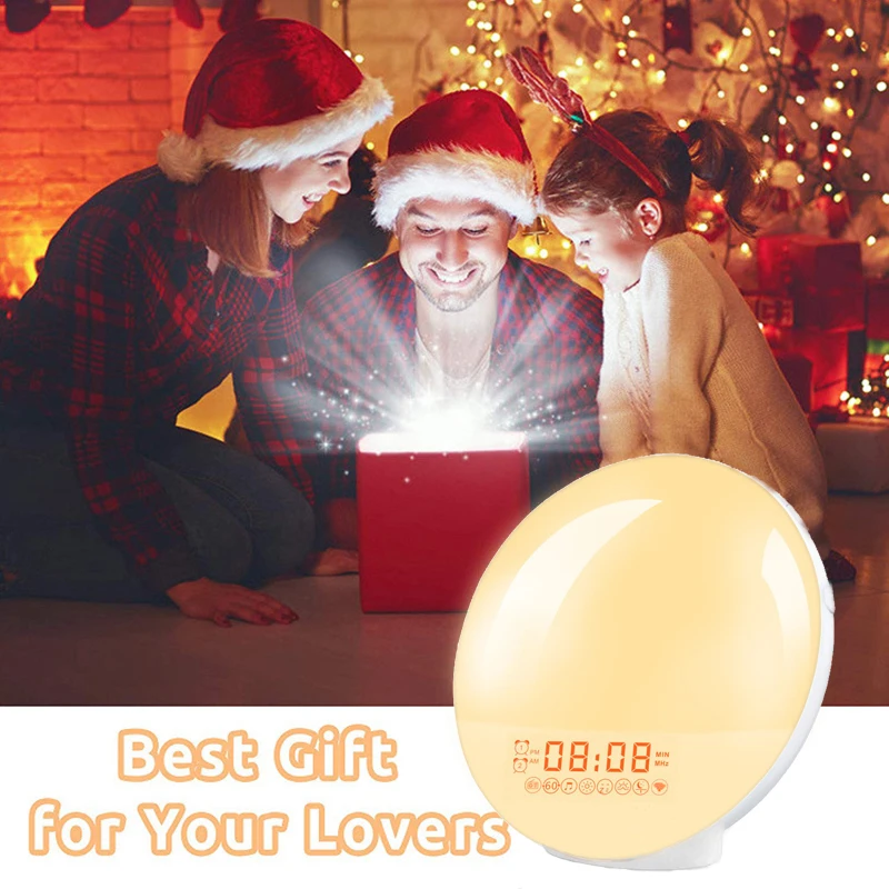 Sunrise Sunset Wake-Up Light Alarm Clock with Dual Alarm Radio 7-Color Night Light Natural Sound Nap Timer for Bedroom
Sunrise Sunset Wake-Up Light Alarm Clock with Dual Alarm Radio 7-Color Night Light Natural Sound Nap Timer for Bedroom