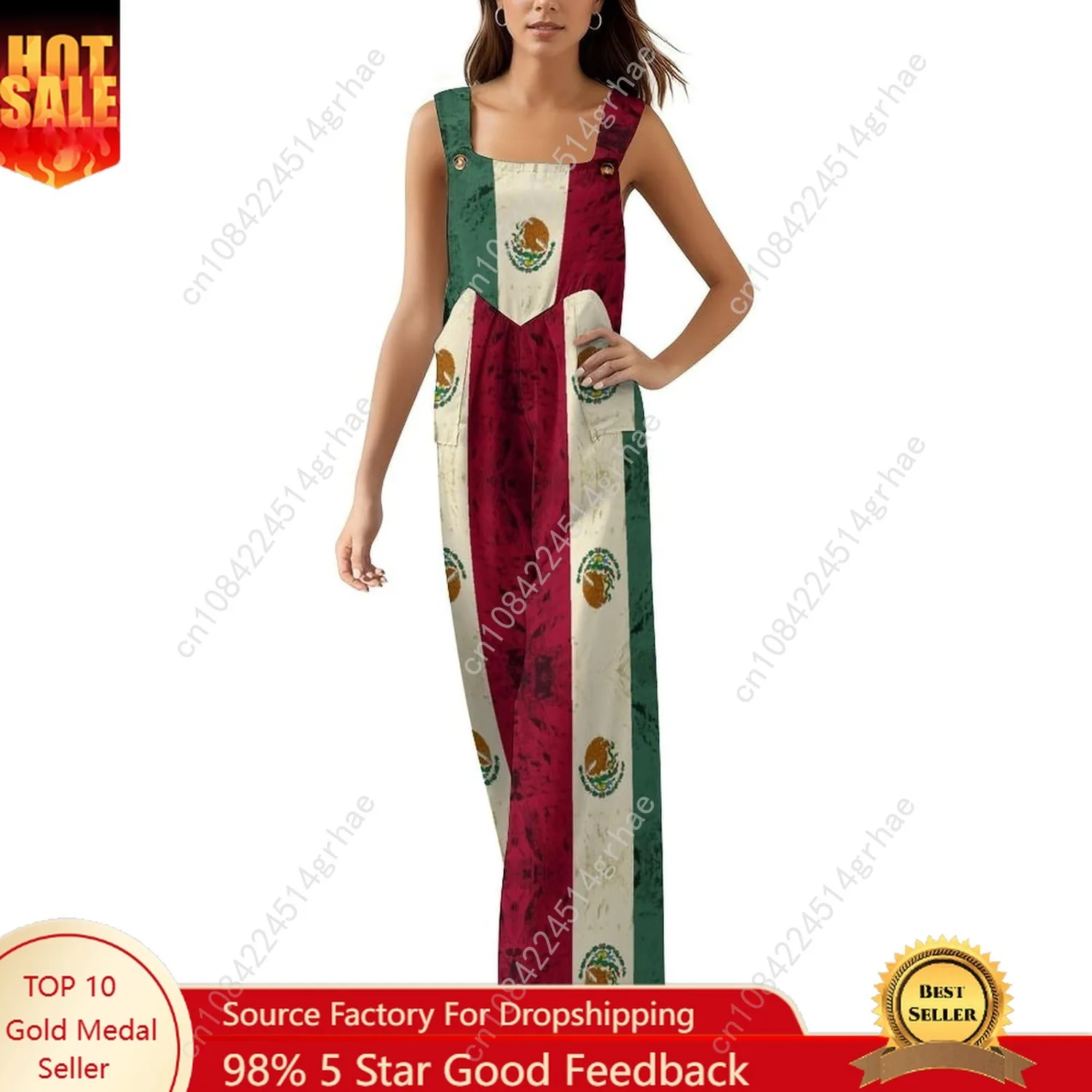 Mexico Flag Mexican Jumpsuit Woman Sleeveless Overalls Patriotic Jumpsuits Loose Party Outfits With Pockets
Mexico Flag Mexican Jumpsuit Woman Sleeveless Overalls Patriotic Jumpsuits Loose Party Outfits With Pockets