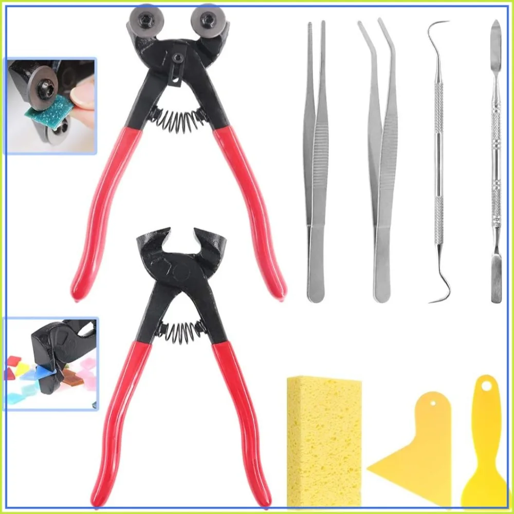 9Pcs Mosaic Tools Set, 2Pcs Heavy Duty Wheeled Glass Mosaic Nippers, Tile Cutter Pliers with 7Pcs Mosaic Tile Tools
9Pcs Mosaic Tools Set, 2Pcs Heavy Duty Wheeled Glass Mosaic Nippers, Tile Cutter Pliers with 7Pcs Mosaic Tile Tools
